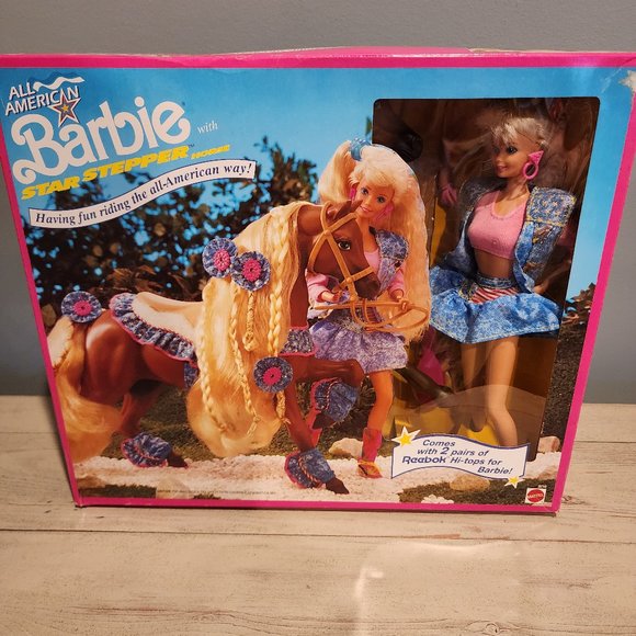 Vintage 1991 All American Barbie with Star Stepper Horse NIB